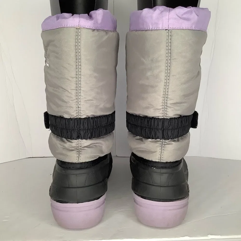 Sorel Flurry Lavender Gray Knee High Waterproof Winter Snow Big Girl Boots Sz 4